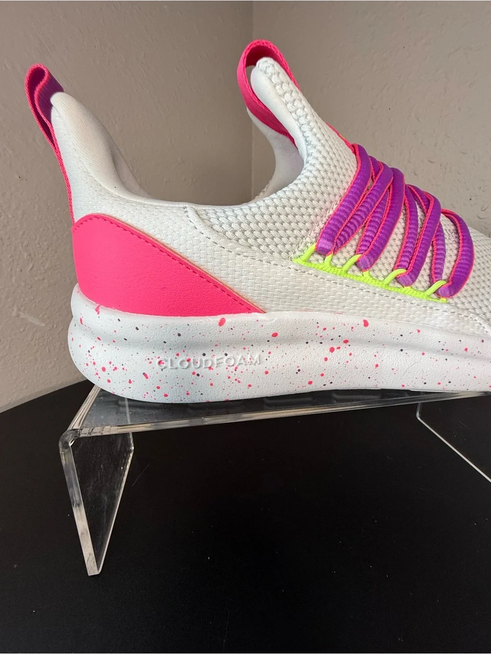 adidas Kids White Sneakers with Hot Pink and Yellow Accents
